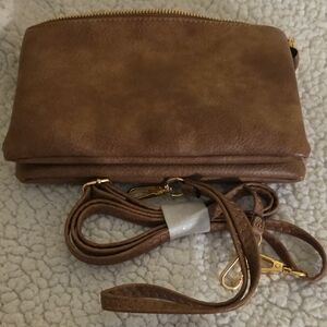 Elegant Tan Leather Wristlet
